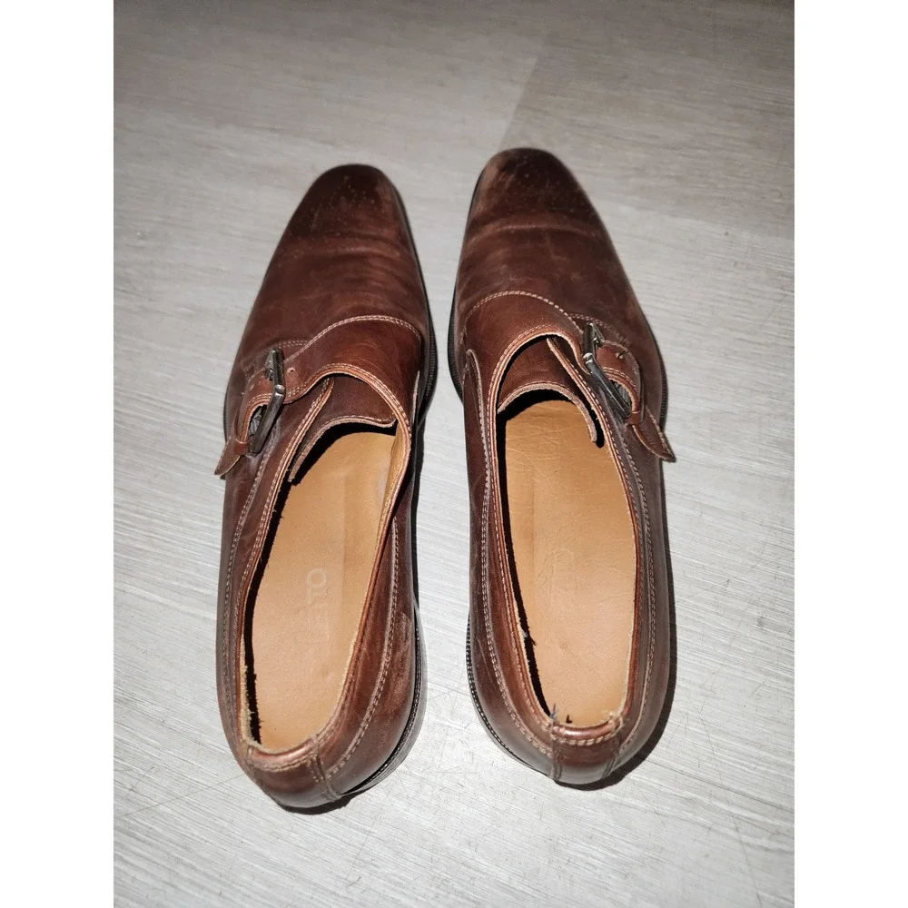 BROLETTO Brown Leather Monk Strap Medallion Toe Dress Shoes Made in‎ Italy 10.5